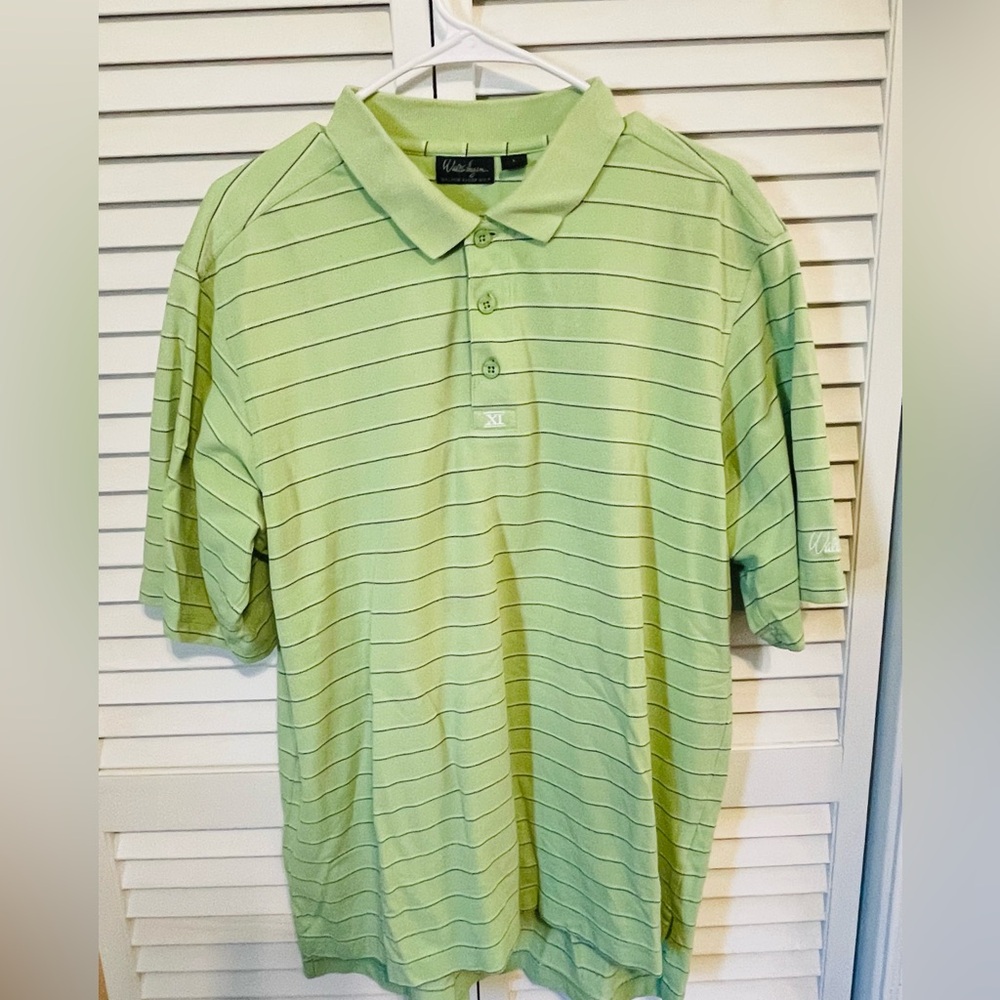 Walter Hagen Men’s Green Striped Polo Size Large